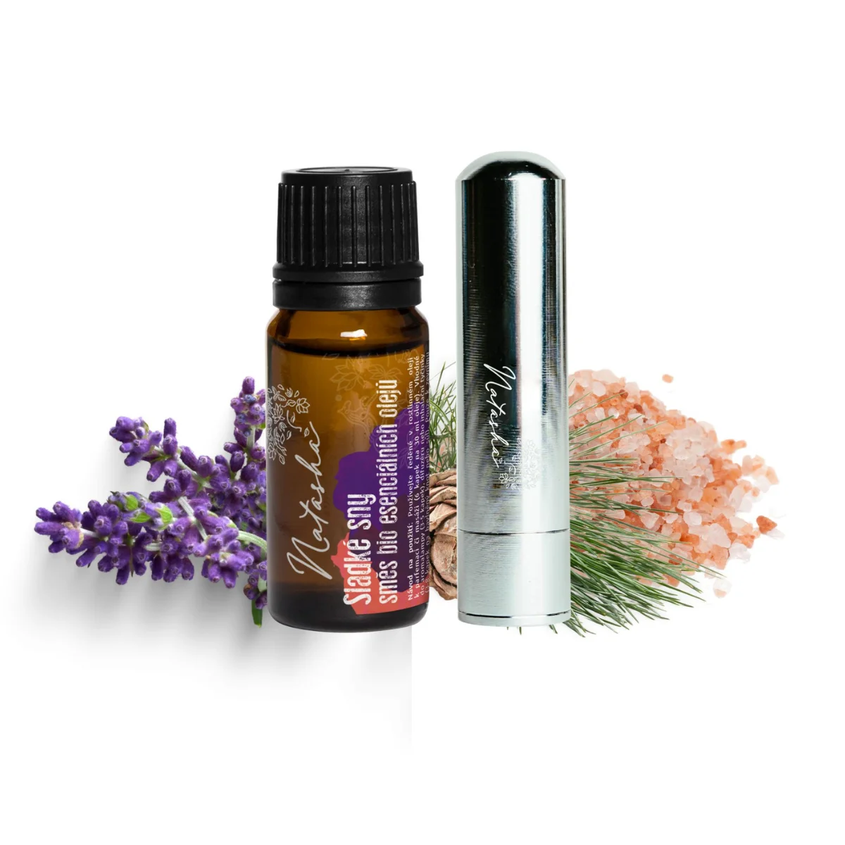 Natasha Set aromaterapico con inalatore - Sogni d'oro - fragranza rilassante di lavanda e cedro