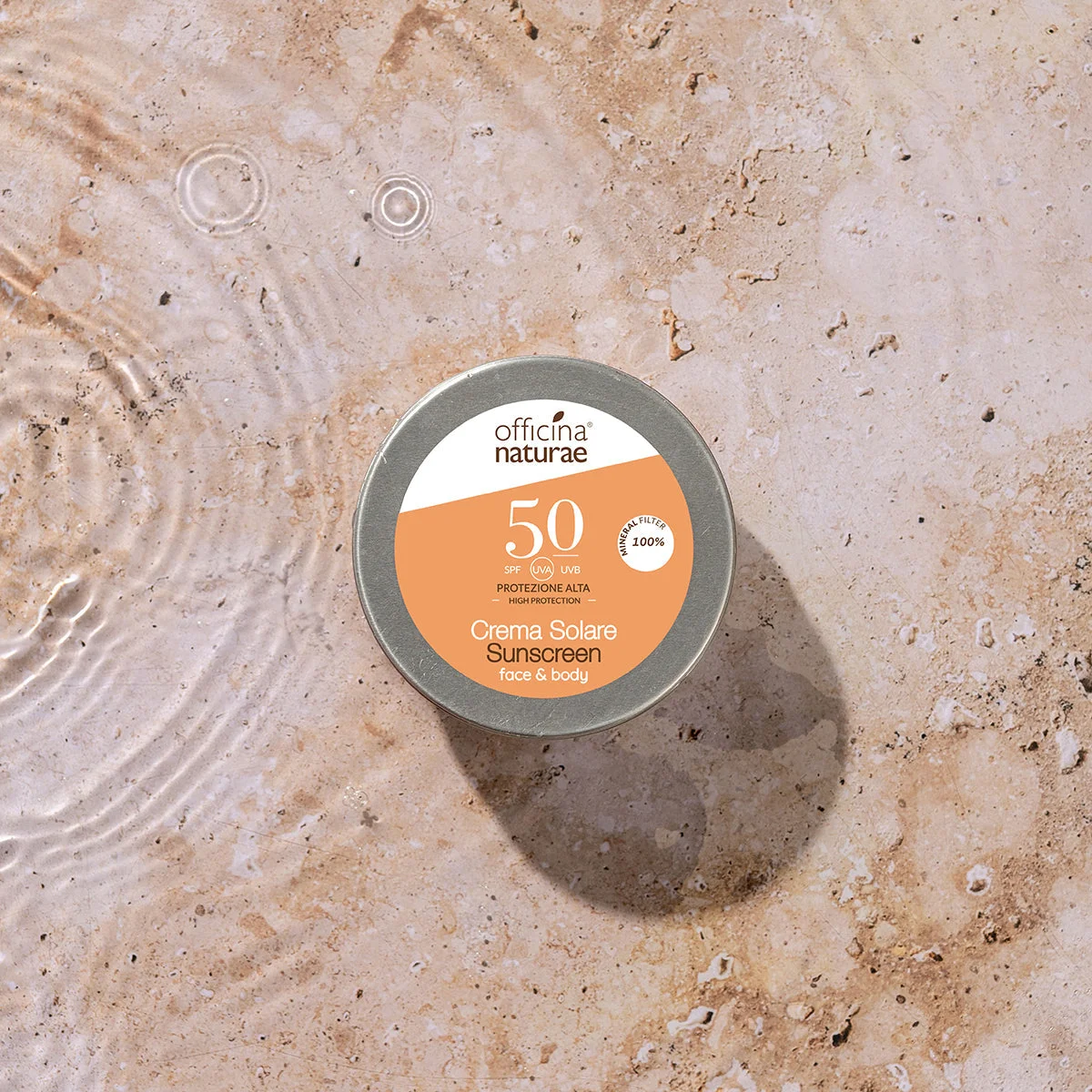 Officina Naturae Crema solare SPF 50 in barattolo di latta (75 ml) - senza profumo