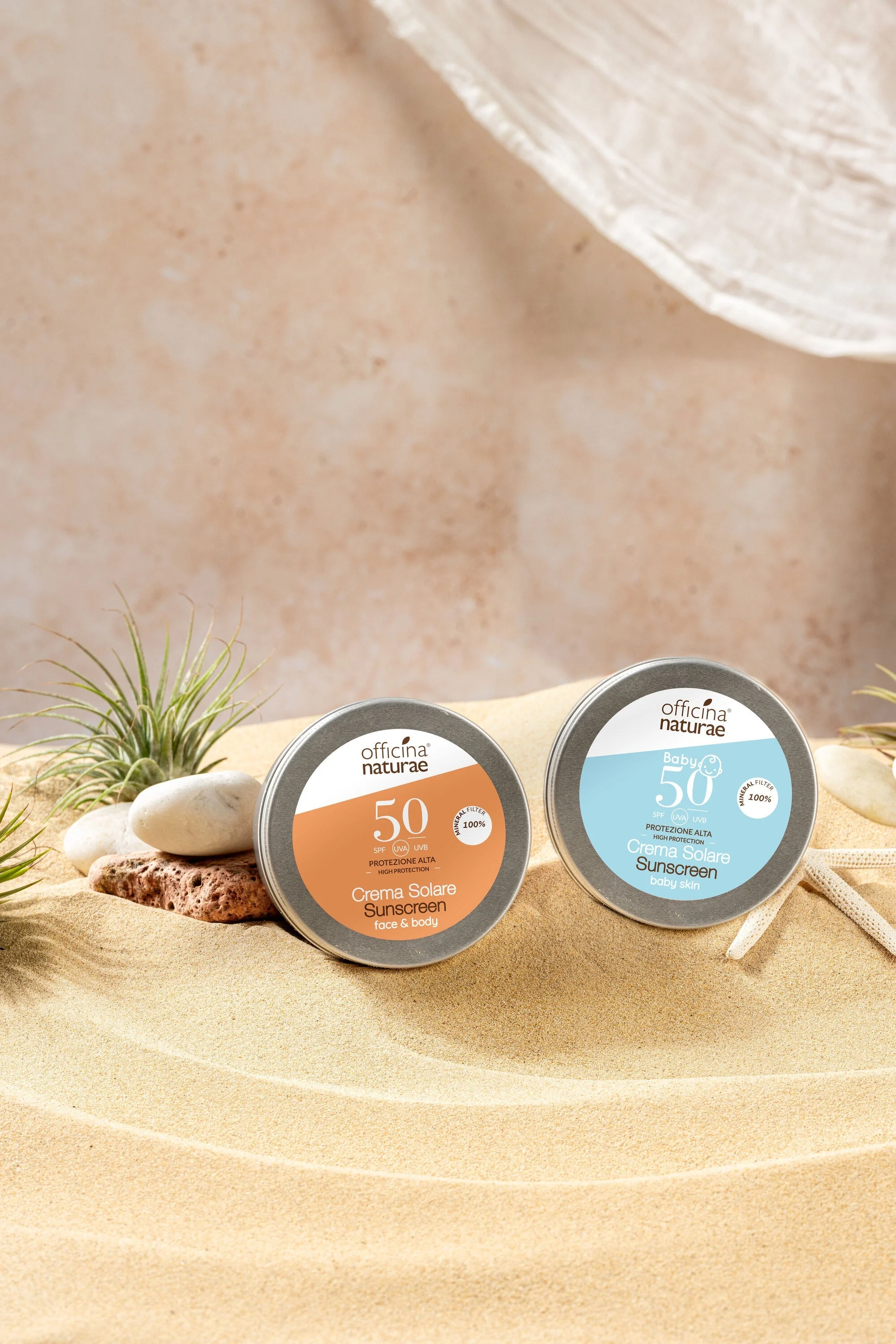 Officina Naturae Crema solare SPF 50 in barattolo di latta (75 ml) - senza profumo
