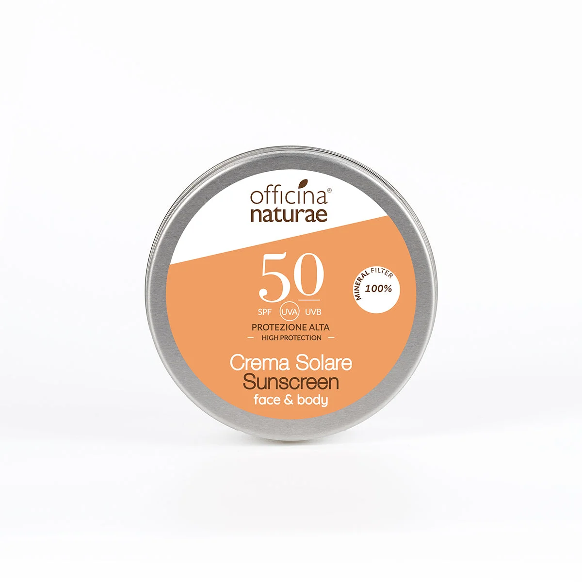 Officina Naturae Crema solare SPF 50 in barattolo di latta (75 ml) - senza profumo