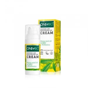 OnlyBio Crema da giorno lenitiva per pelli sensibili con canapa e CBD (50 ml)