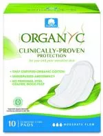 Organyc Tamponi da giorno moderati con ali (10 pezzi) - 100% cotone organico, 3 gocce