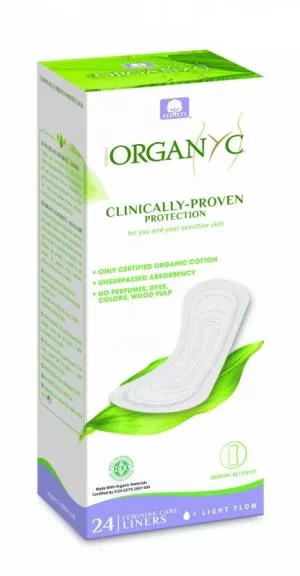 Organyc Inserti slip Light Plus (24 pezzi) - 100% bio-cotone, 1 goccia