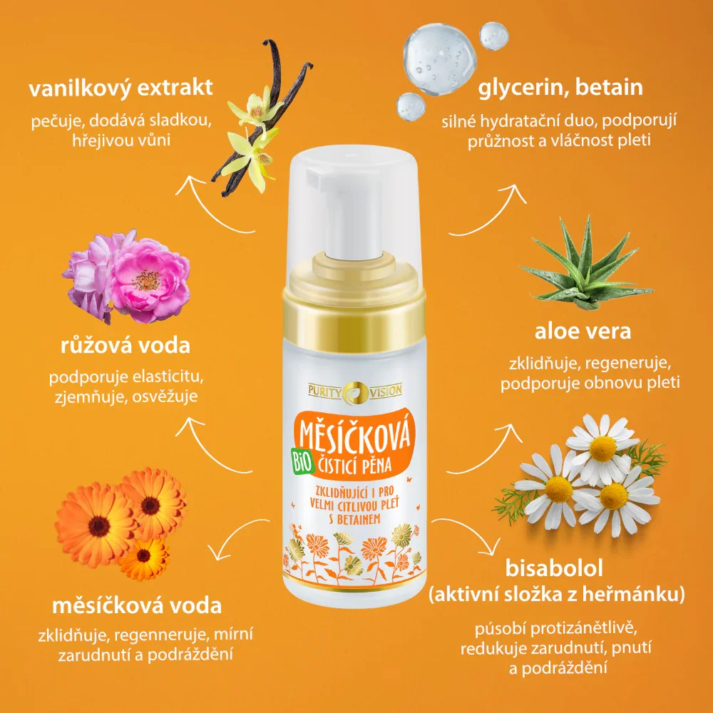 Purity Vision Schiuma detergente alla calendula (90 ml) - anche per pelli molto sensibili