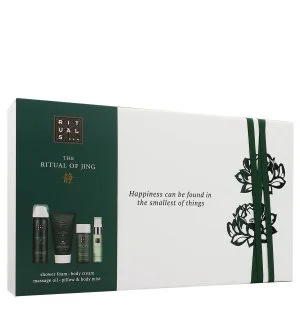 Rituals The Ritual of Jing set regalo gel doccia 50 ml + crema corpo 70 ml + olio da massaggio 50 ml + spray corpo e cuscino