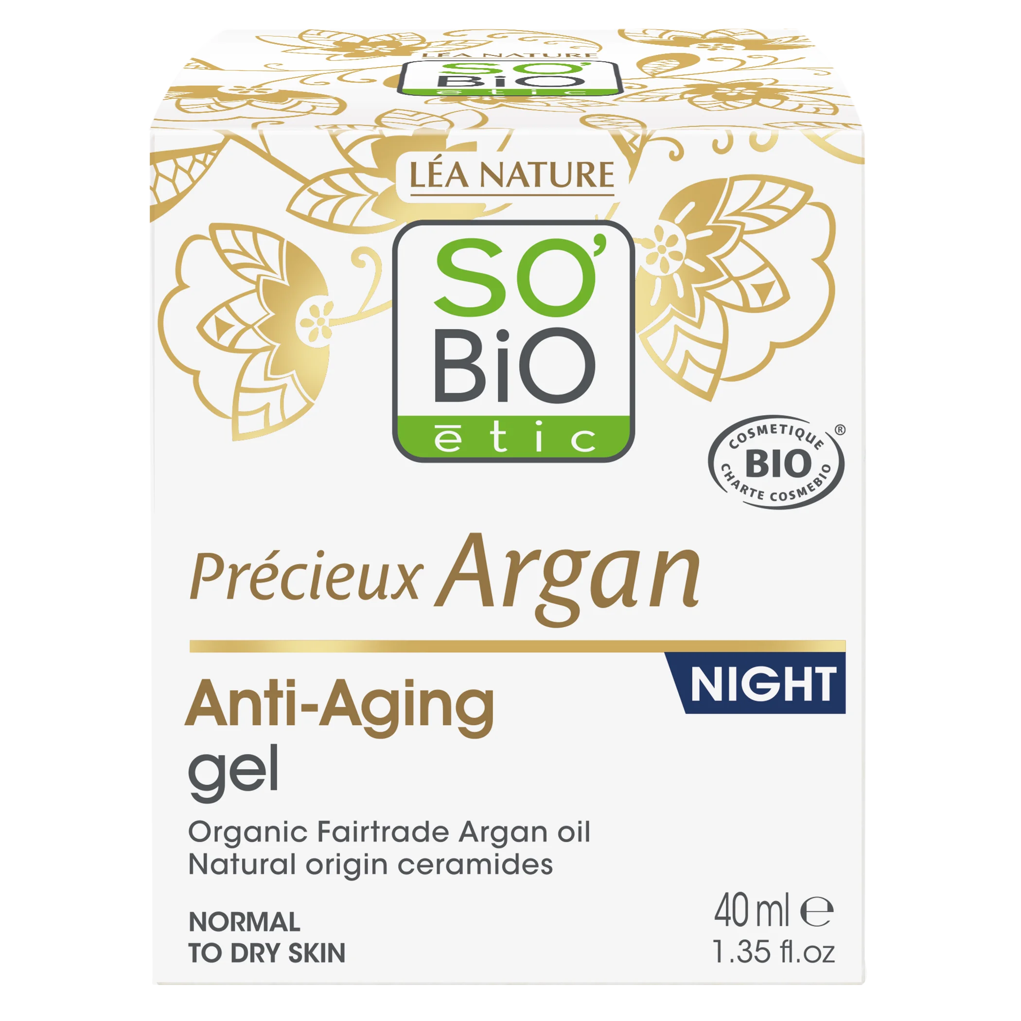 SO’BiO étic Anti-age Precieux Argan Gel notte BIO (50 ml) - rigenera e leviga la pelle