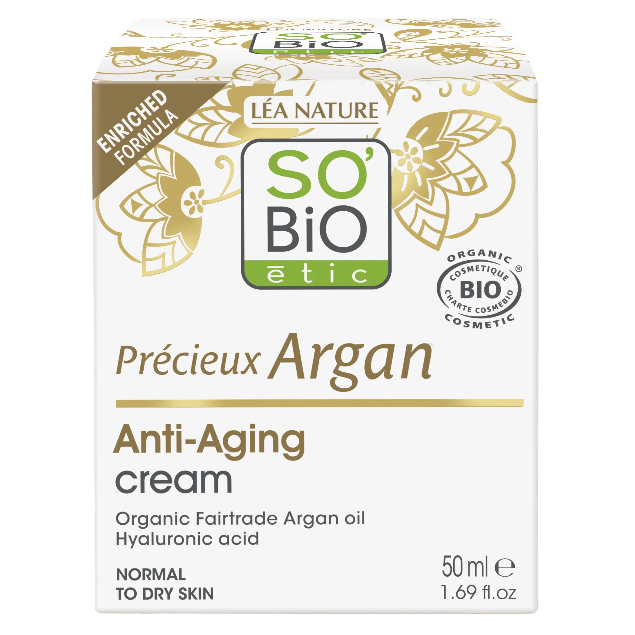 SO’BiO étic Anti-age Precieux Argan Crema giorno BIO (50 ml) - idrata, rassoda e illumina la pelle