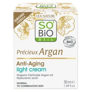 SO’BiO étic Anti-age Precieux Argan Crema da giorno leggera per pelli normali e miste BIO (50 ml) - idrata e rassoda la pelle