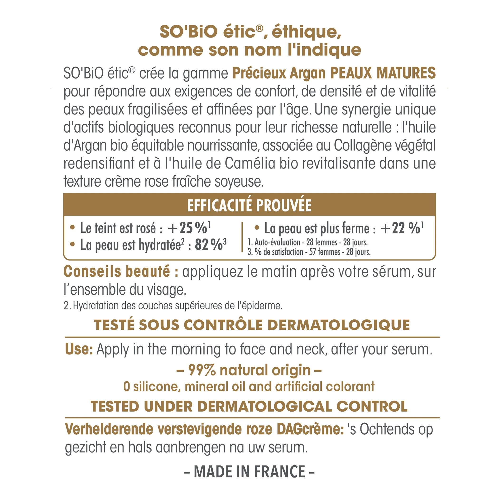 SO’BiO étic Anti-age Precieux Argan Crema giorno rosa rassodante GOLD BIO (50 ml) - rassoda e illumina la pelle