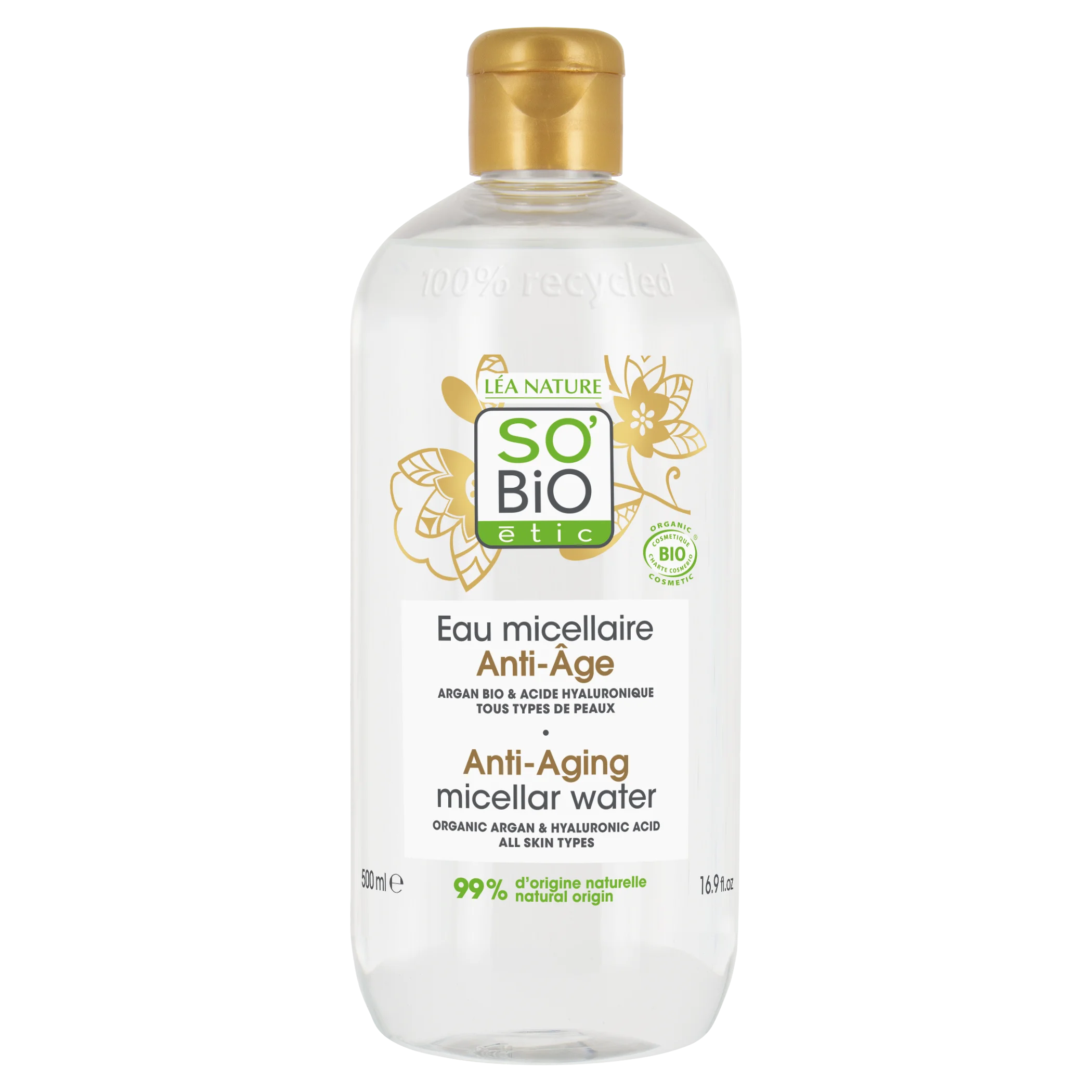 SO’BiO étic Precieux Argan Acqua micellare anti-età BIO con acido ialuronico (500 ml) - con acido ialuronico