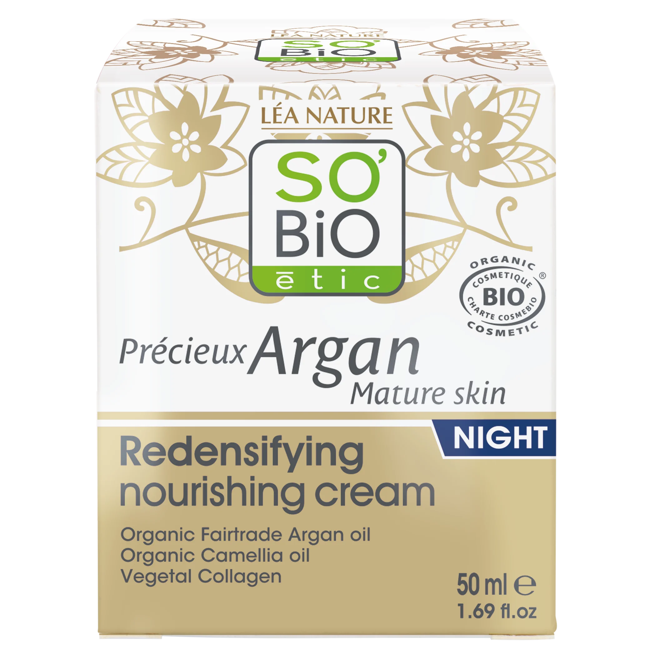 SO’BiO étic Anti-age Precieux Crema notte nutriente e rassodante GOLD BIO (50 ml) - ideale per pelli mature
