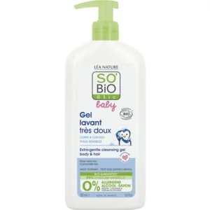 SO’BiO étic BABY Gel detergente per bambini - extra delicato per corpo e capelli BIO (500 ml) - non brucia gli occhi