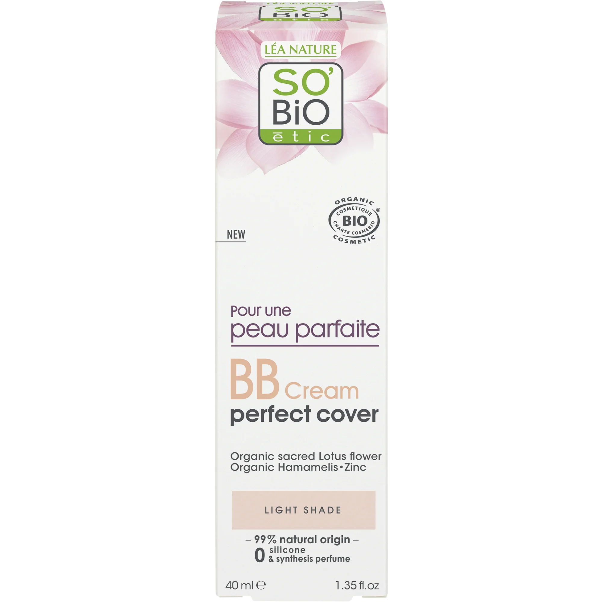 SO’BiO étic BB cream per una pelle perfetta - tonalità Light BIO (40 ml) - con estratto di fiore di loto
