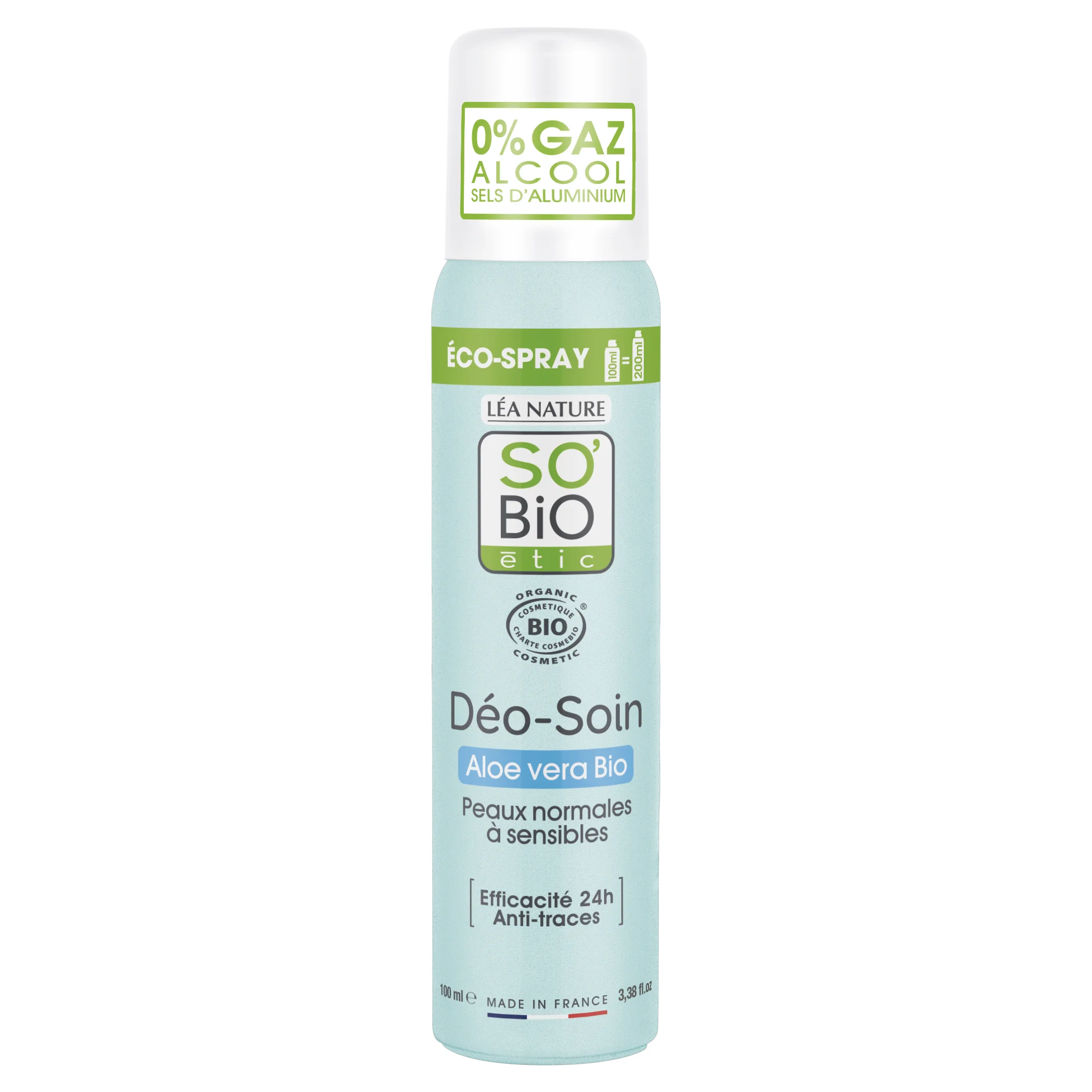 SO’BiO étic Deodorante naturale ECO SPRAY 24h - Aloe vera BIO (100 ml) - efficace fino a 24 ore