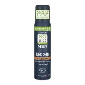 SO’BiO étic Deodorante naturale ECO SPRAY 24h MEN - cedro BIO (100 ml) - efficace fino a 24 ore