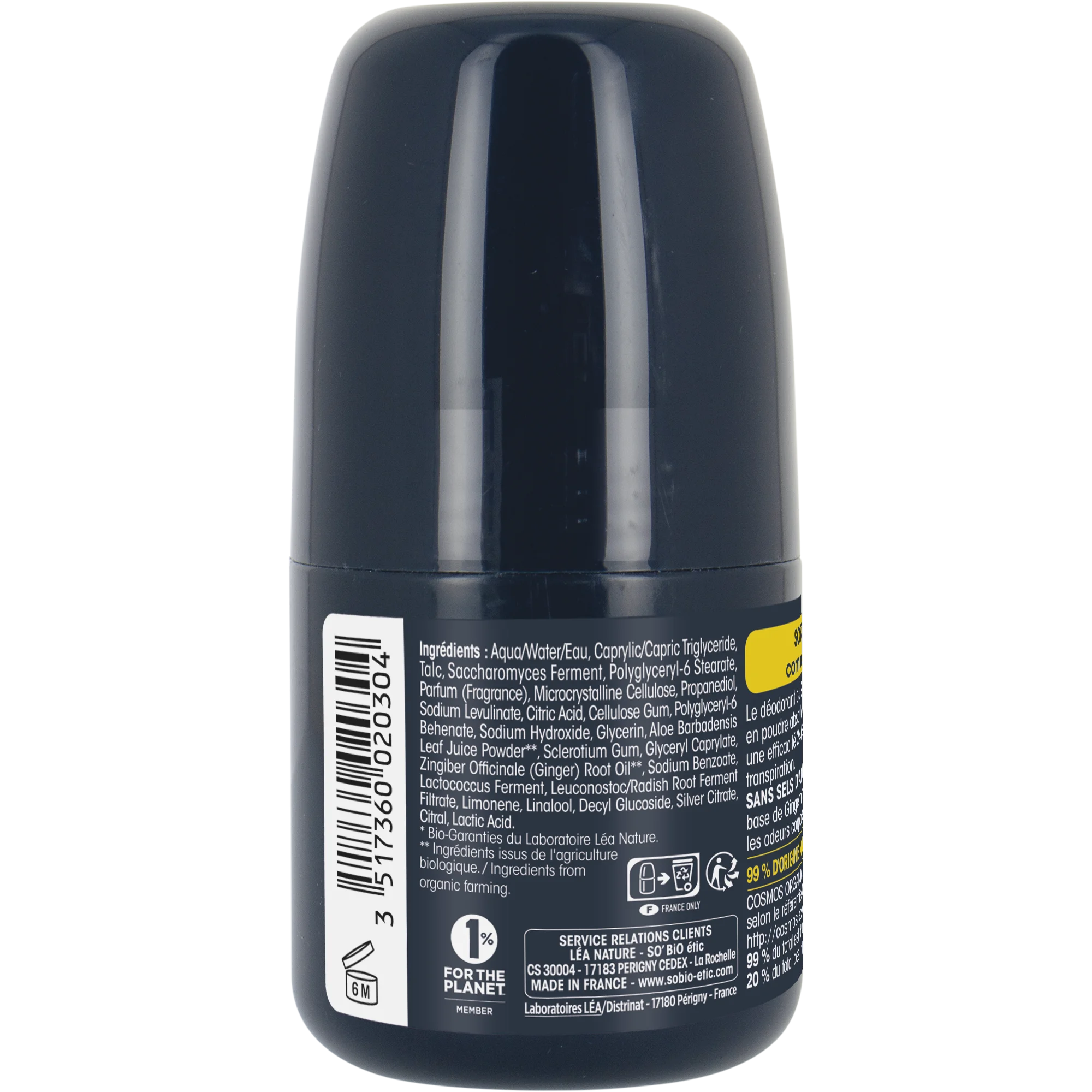 SO’BiO étic Deodorante roll-on 24h MEN - zenzero BIO (50 ml) - efficace fino a 24 ore