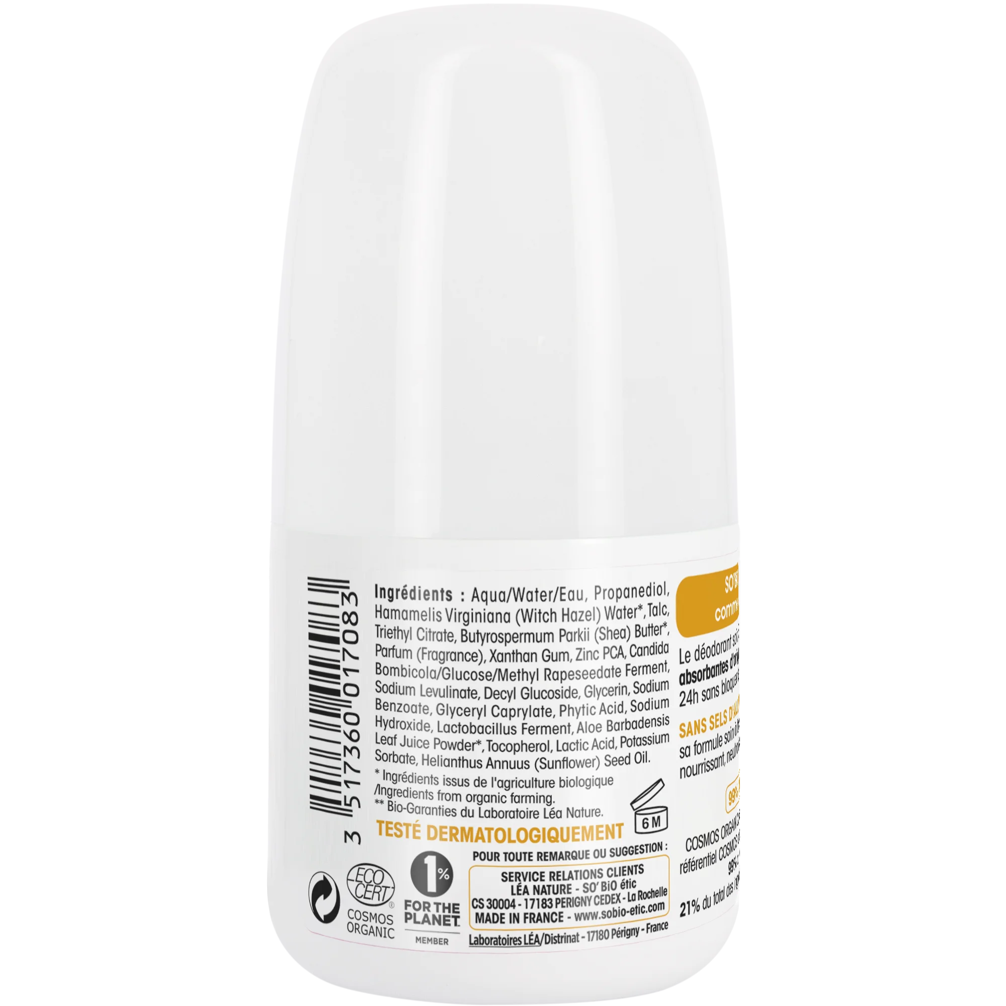 SO’BiO étic Deodorante roll-on 24h Nutrition+ al burro di karité BIO (50 ml) - efficace fino a 24 ore