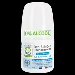 SO’BiO étic Deodorante roll-on 24h - Tolerance+ con Aloe vera BIO (50 ml) - efficace fino a 24 ore
