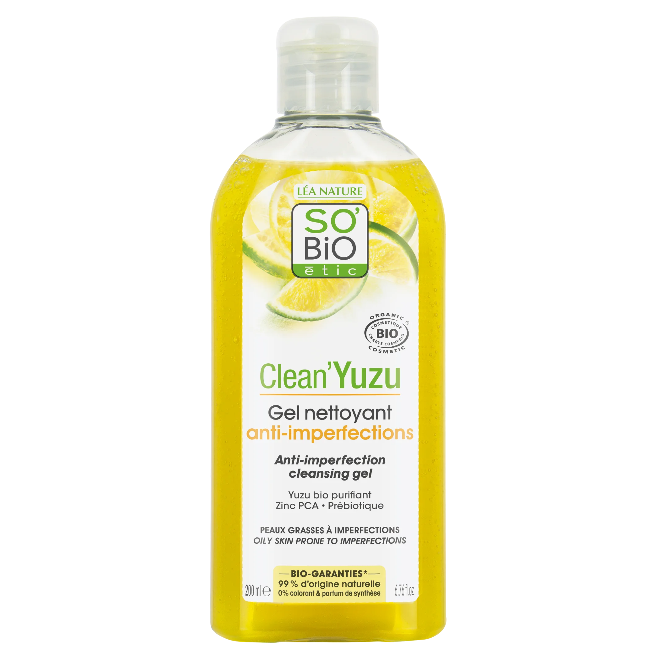 SO’BiO étic Gel detergente anti-imperfezioni - Clean Yuzu BIO (200 ml) - ideale per la pelle grassa