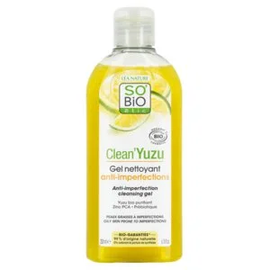 SO’BiO étic Gel detergente anti-imperfezioni - Clean Yuzu BIO (200 ml) - ideale per la pelle grassa