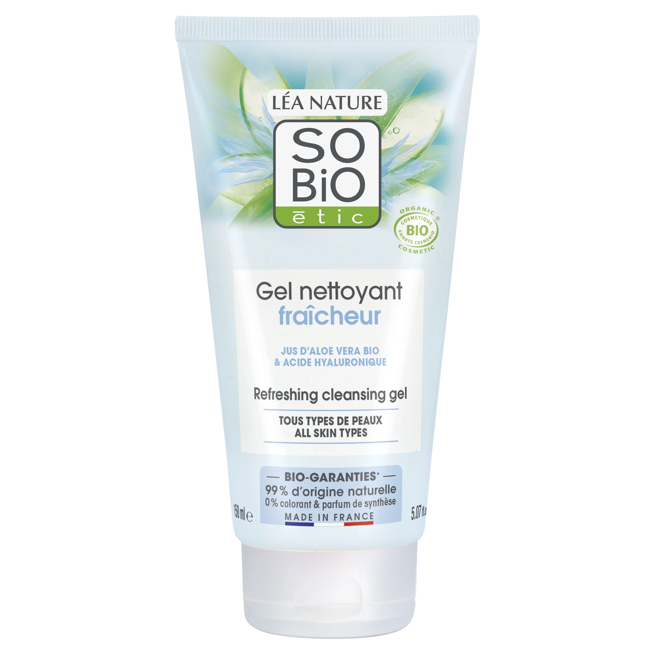 SO’BiO étic Gel detergente idratante Aloe vera BIO (150 ml) - per tutti i tipi di pelle