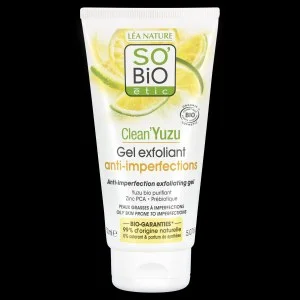 SO’BiO étic Gel esfoliante viso - Clean Yuzu BIO (150 ml) - ideale per pelli grasse
