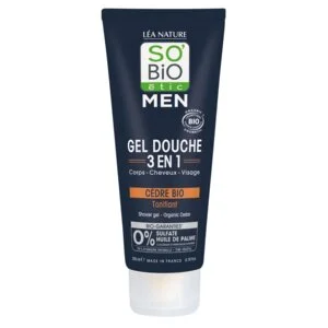 SO’BiO étic Gel doccia MEN 3 in 1 - cedro tonificante BIO (200 ml) - per corpo, viso e capelli