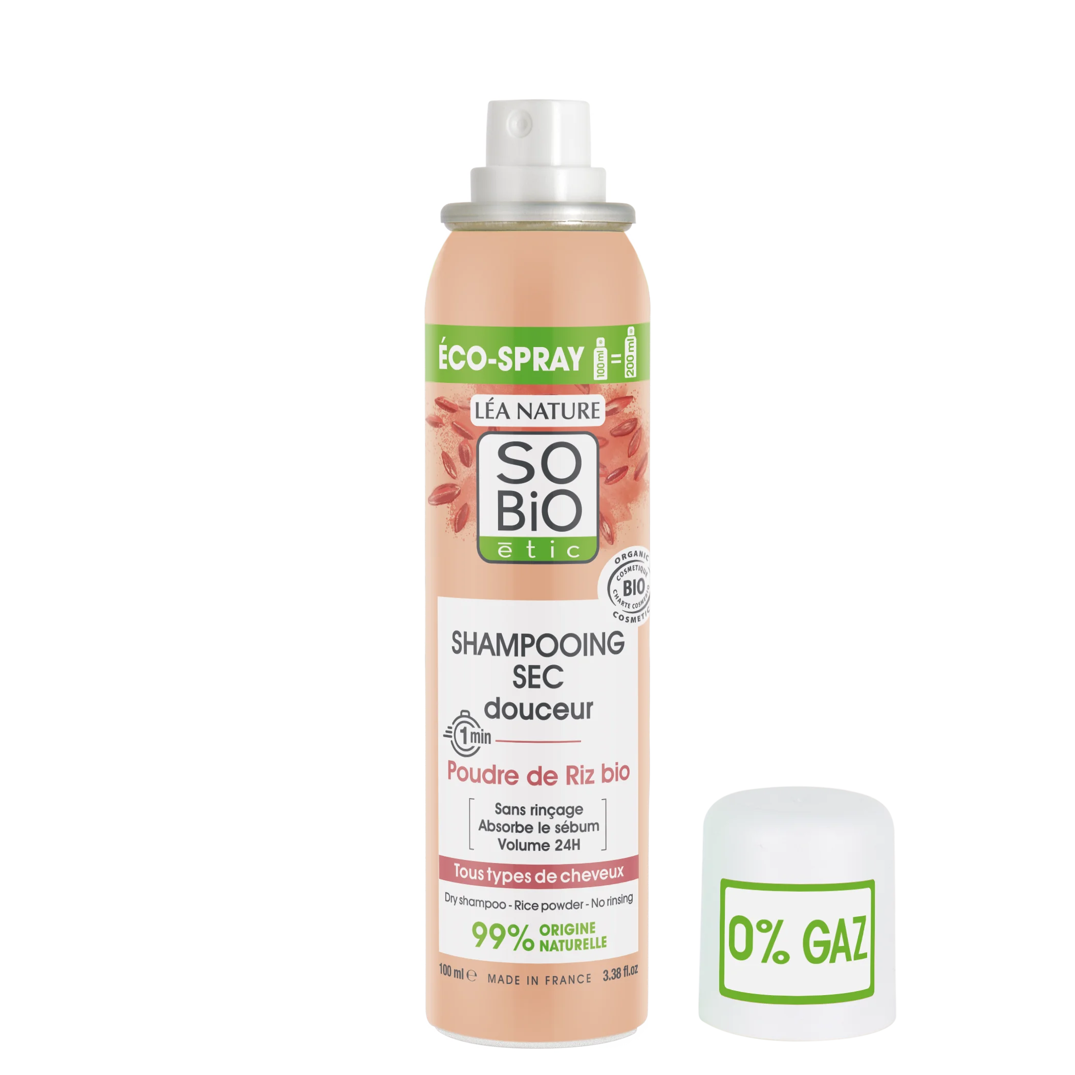 SO’BiO étic Shampoo secco delicato spray per cuoio capelluto sensibile BIO (100 ml) - volume e capelli puliti senza lavaggio
