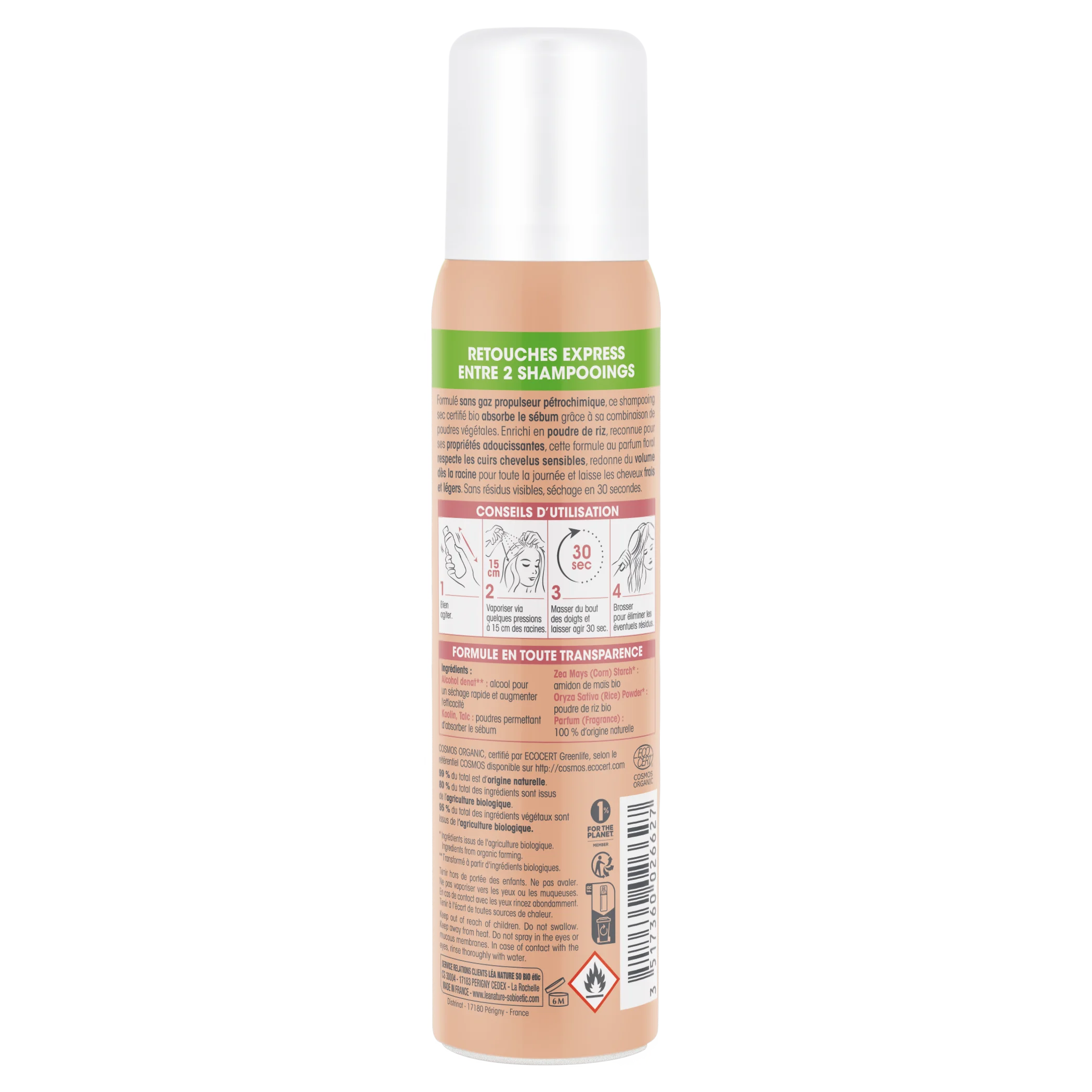 SO’BiO étic Shampoo secco delicato spray per cuoio capelluto sensibile BIO (100 ml) - volume e capelli puliti senza lavaggio