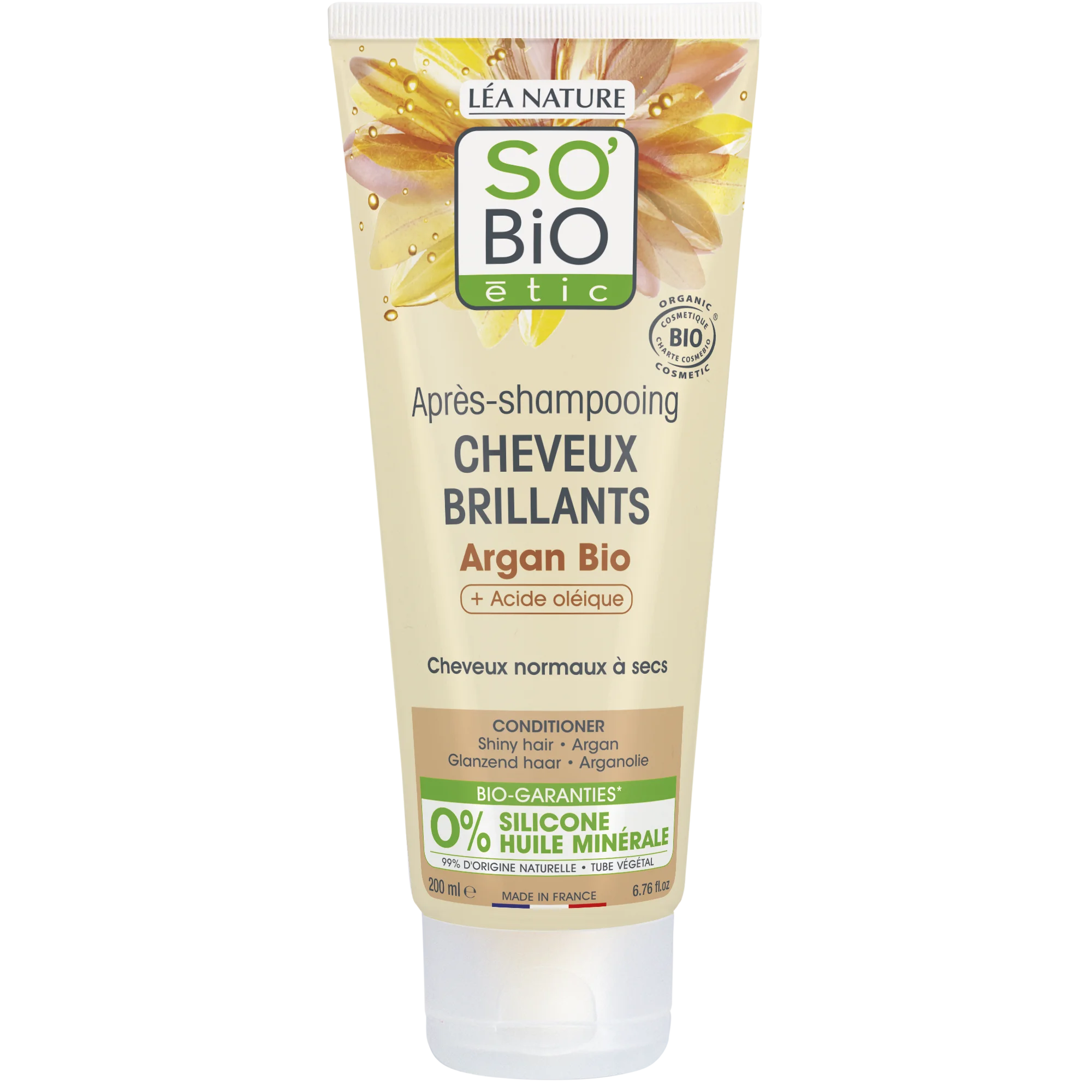 SO’BiO étic Balsamo all'argan per la lucentezza - per capelli da normali a secchi BIO (200 ml) - lascia i capelli lucidi e setosi