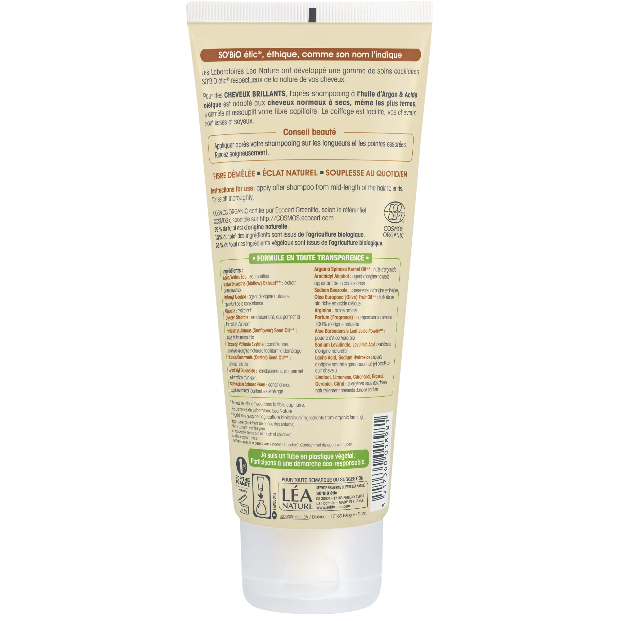 SO’BiO étic Balsamo all'argan per la lucentezza - per capelli da normali a secchi BIO (200 ml) - lascia i capelli lucidi e setosi
