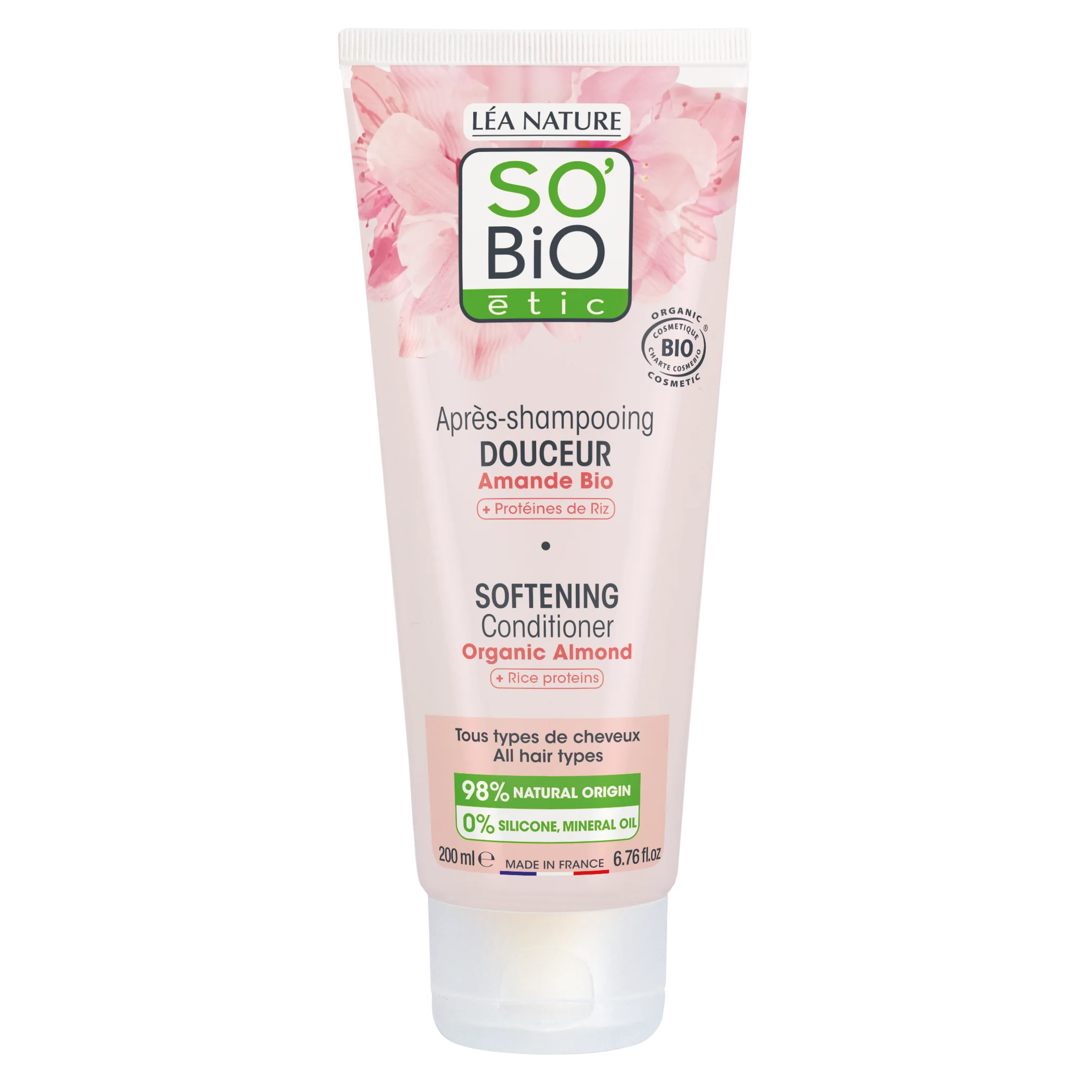 SO’BiO étic Balsamo per capelli con latte di mandorla e proteine di riso BIO (200 ml) - per tutti i tipi di capelli