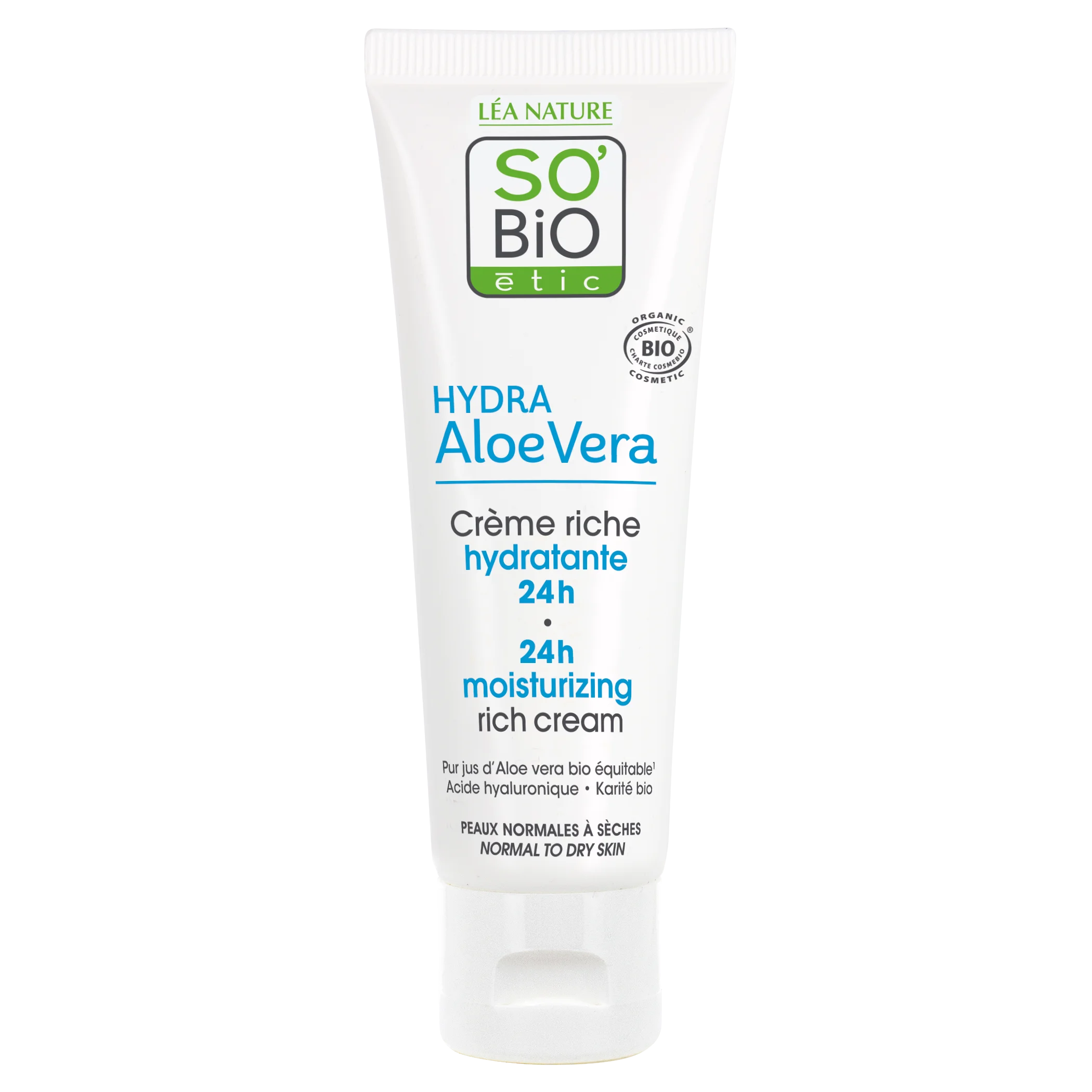 SO’BiO étic Crema giorno riccamente idratante all’Aloe vera BIO (50 ml) - con acido ialuronico