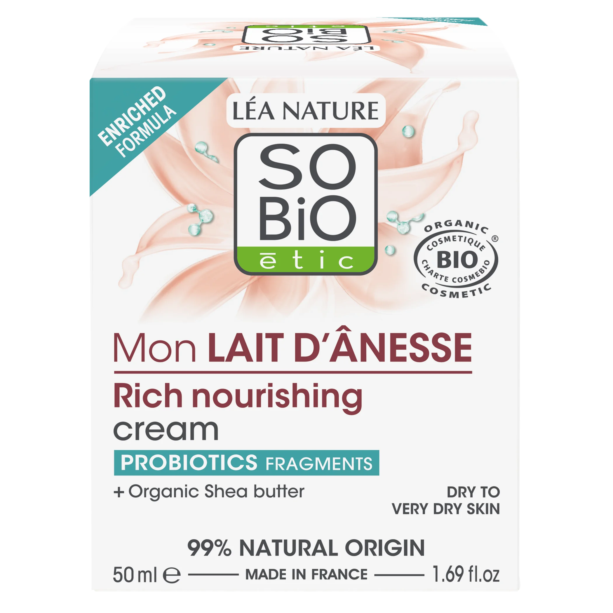 SO’BiO étic Crema ricca e nutriente al latte d'asina BIO (50 ml) - per pelle molto secca
