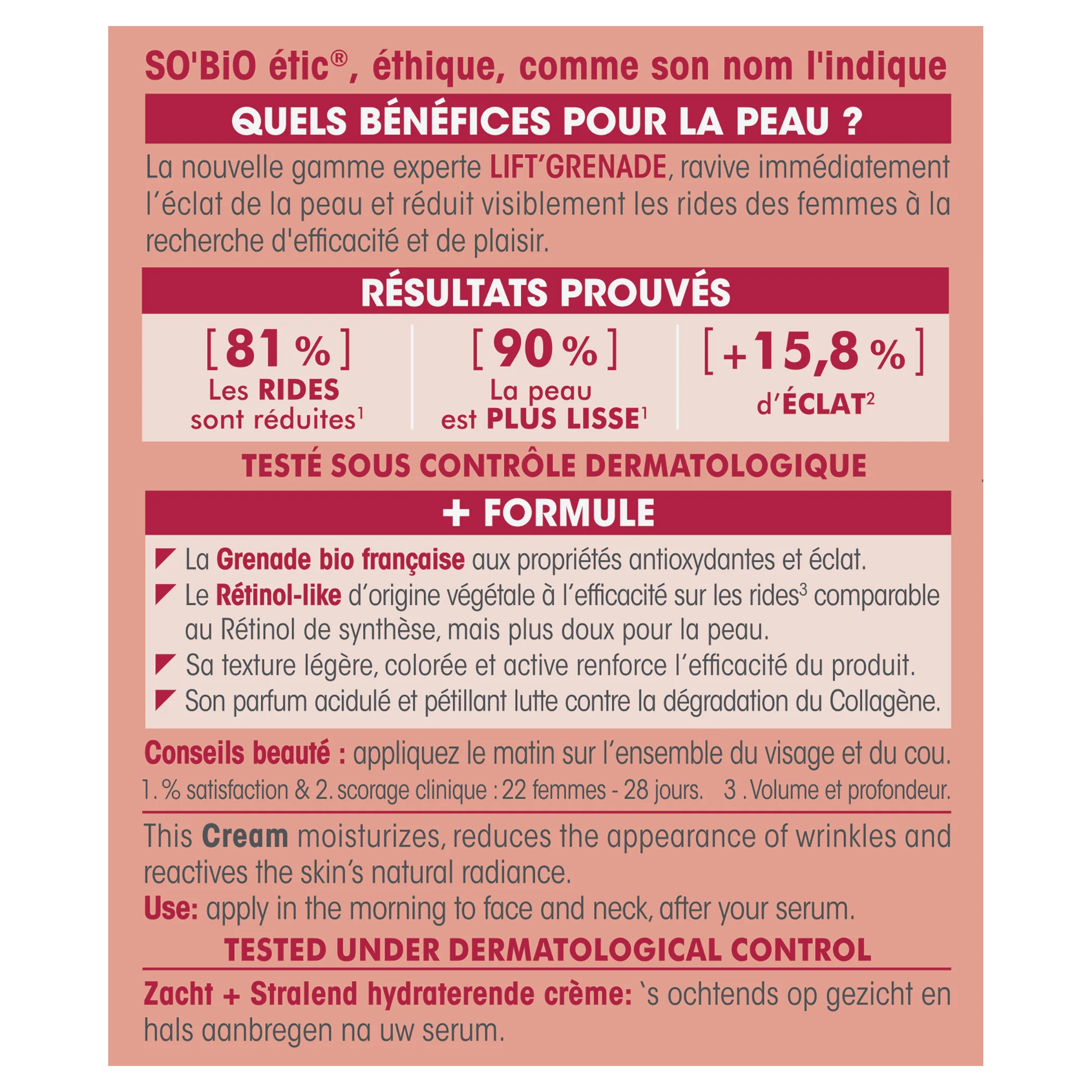 SO’BiO étic Crema giorno illuminante antirughe Lift'Grenade BIO (50 ml) - al melograno