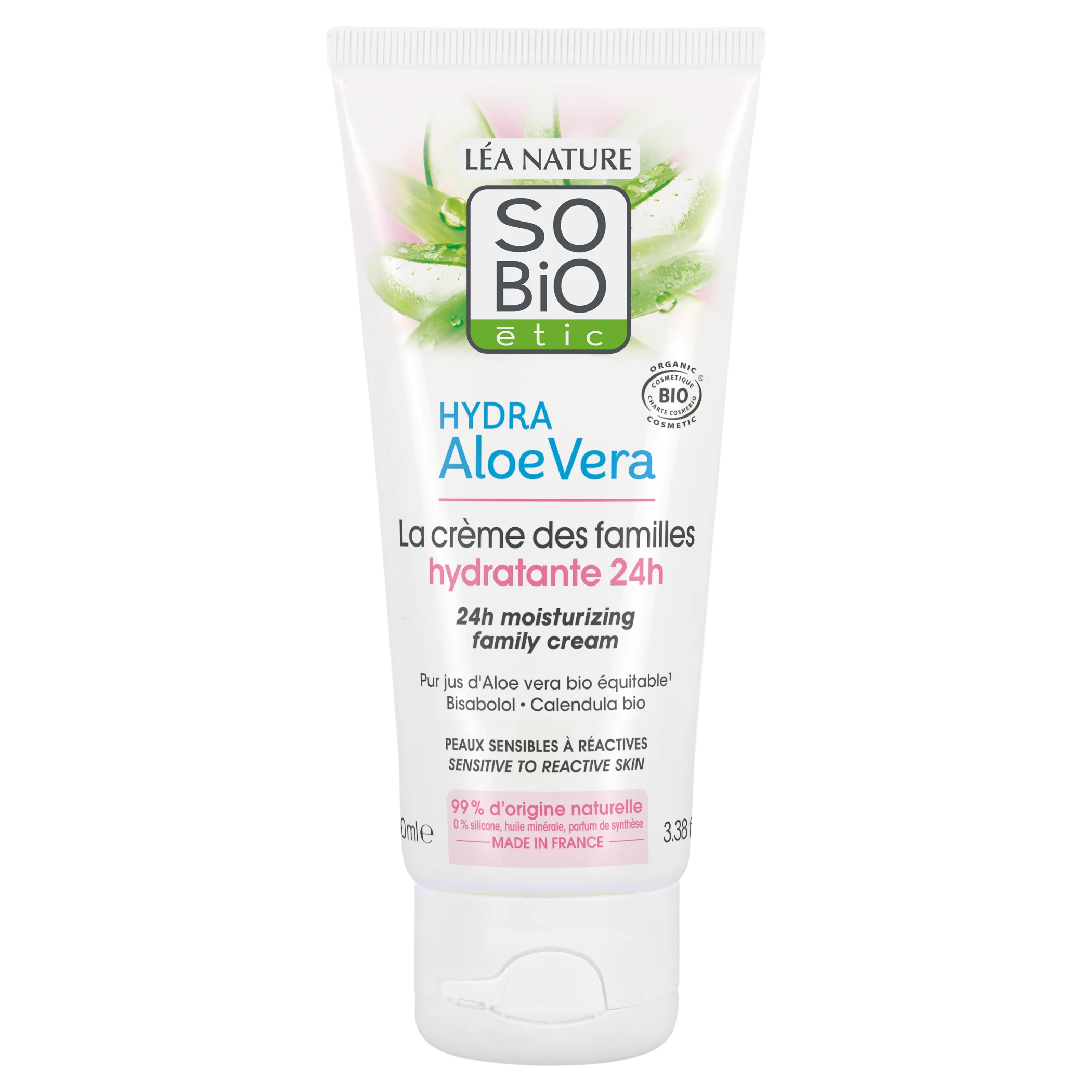 SO’BiO étic Crema idratante ipoallergenica all’Aloe vera per tutta la famiglia BIO (100 ml) - idrata, lenisce e rigenera