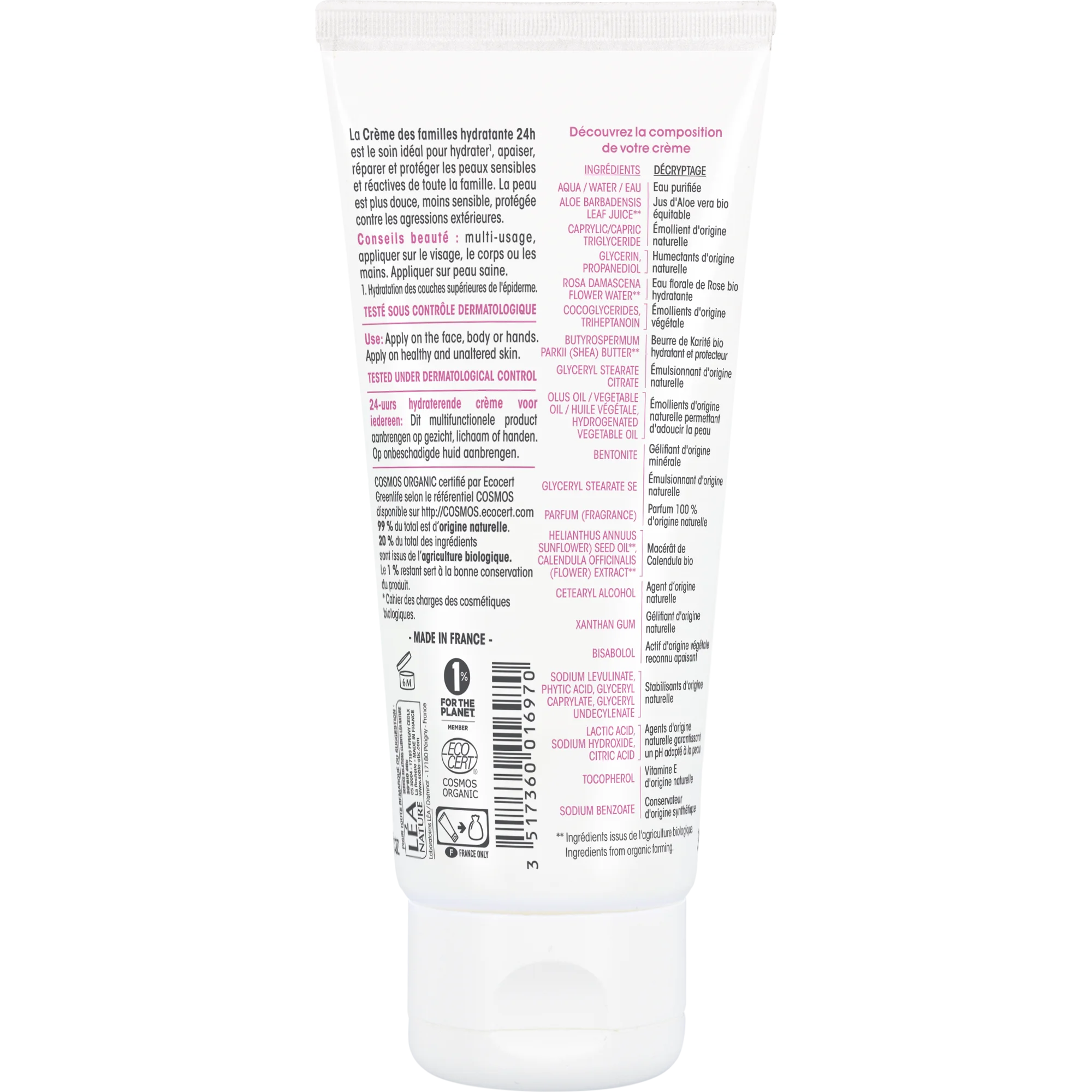 SO’BiO étic Crema idratante ipoallergenica all’Aloe vera per tutta la famiglia BIO (100 ml) - idrata, lenisce e rigenera