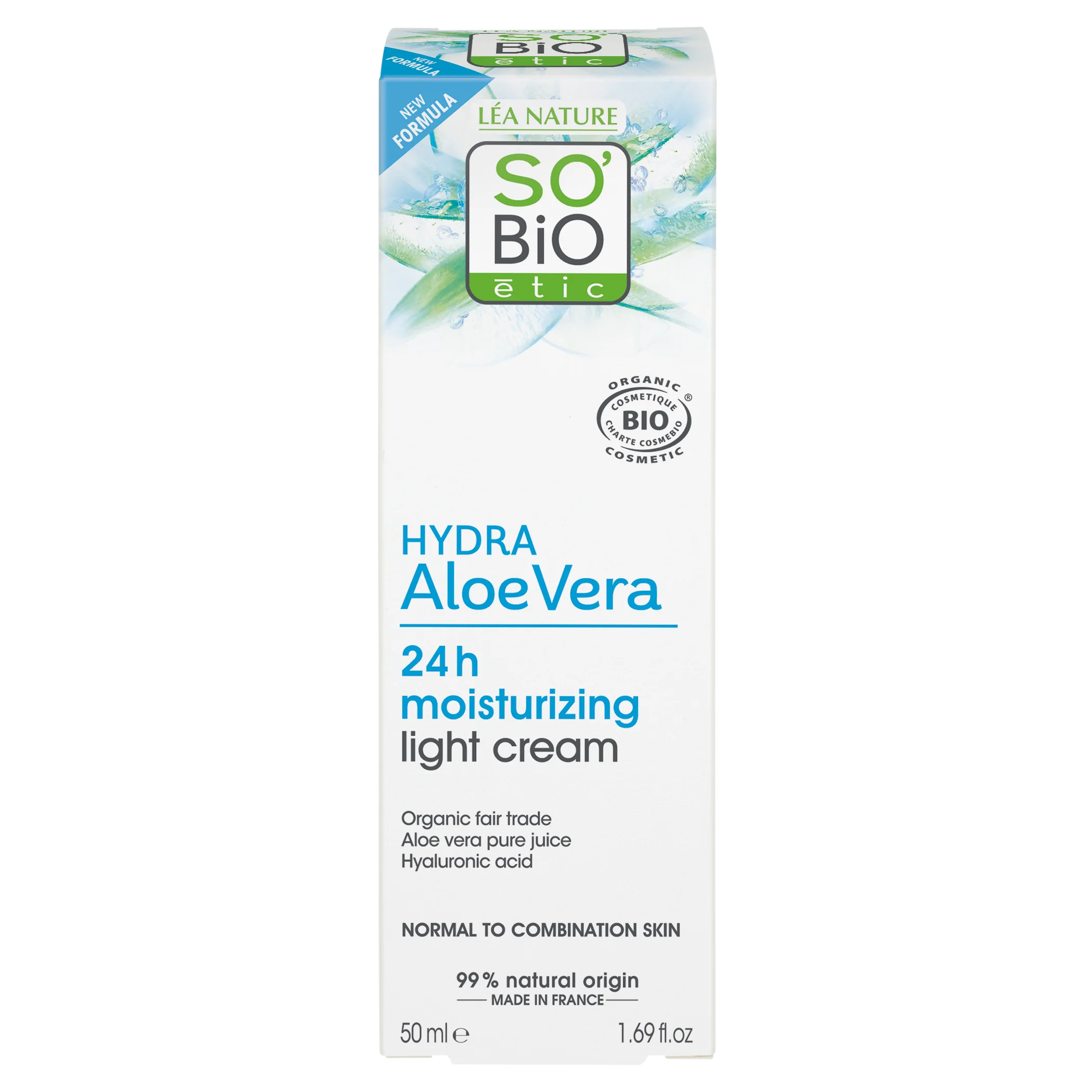 SO’BiO étic Crema giorno leggermente idratante all'Aloe Vera BIO (50 ml) - con acido ialuronico