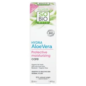 SO’BiO étic Crema protettiva per pelli sensibili con Aloe vera 5 in 1 BIO (50 ml) - idrata e lenisce la pelle