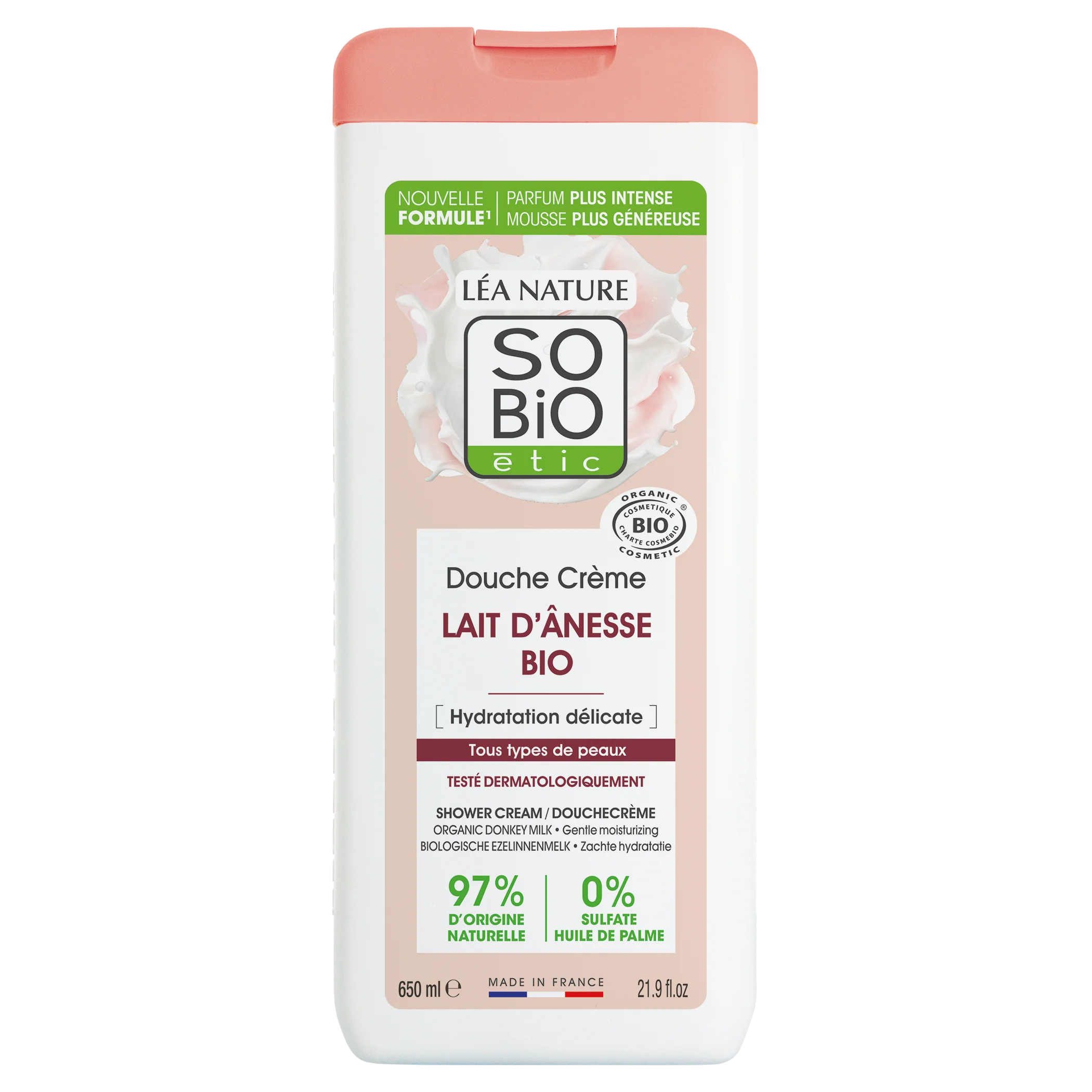 SO’BiO étic Crema doccia delicatamente idratante al latte d’asina BIO (650 ml) - tutti i tipi di pelle