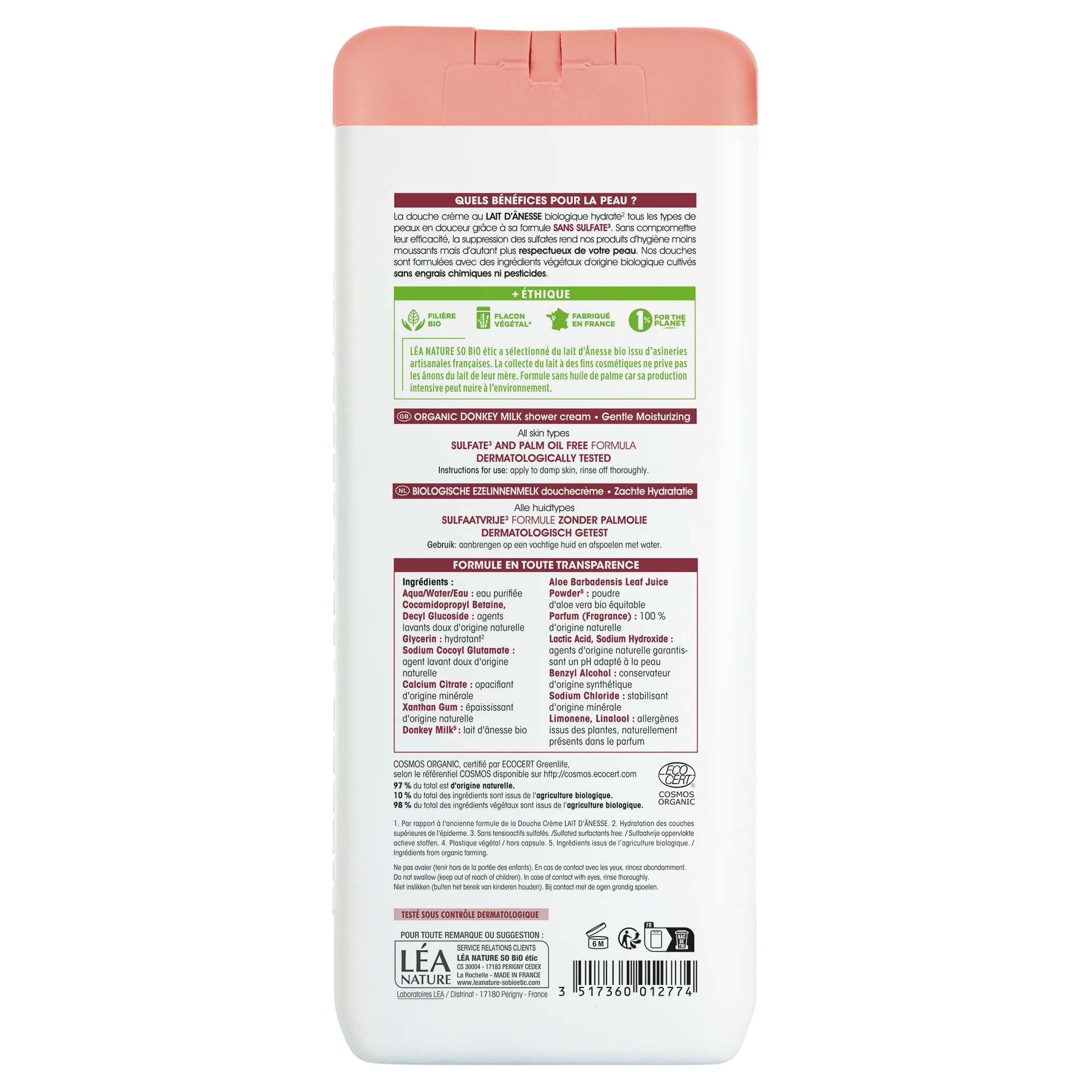 SO’BiO étic Crema doccia delicatamente idratante al latte d’asina BIO (650 ml) - tutti i tipi di pelle