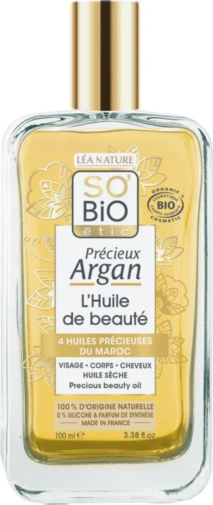 SO’BiO étic Précieux Argan Olio nutriente per corpo, viso e capelli BIO (100 ml) - elisir di giovinezza e bellezza