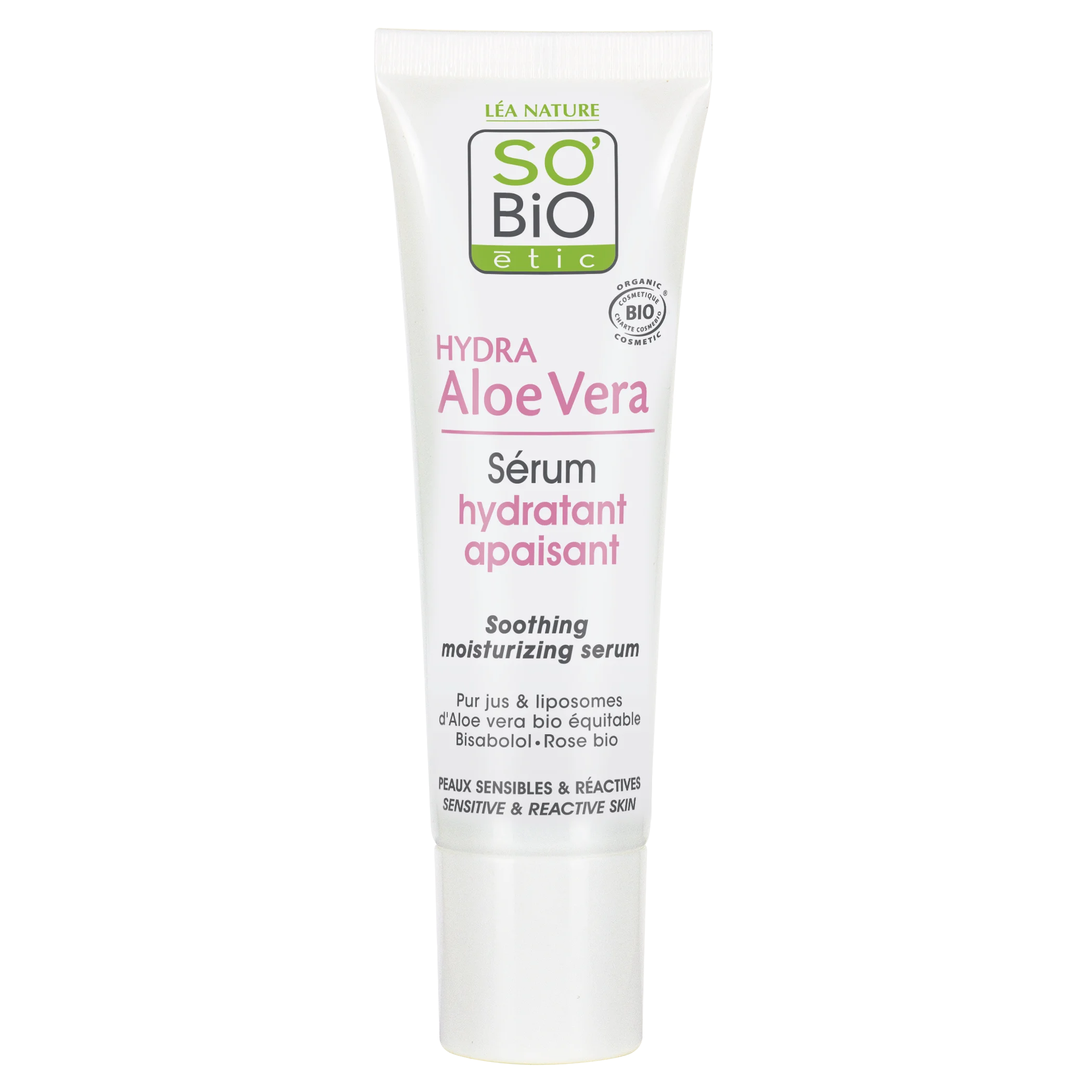 SO’BiO étic Siero viso all'Aloe vera - lenitivo e idratante per pelli sensibili BIO (30 ml) - idrata, lenisce e illumina