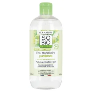 SO’BiO étic Acqua micellare detergente all'Aloe Vera - zinco e agrumi BIO (500 ml) - ideale per pelli da miste a grasse