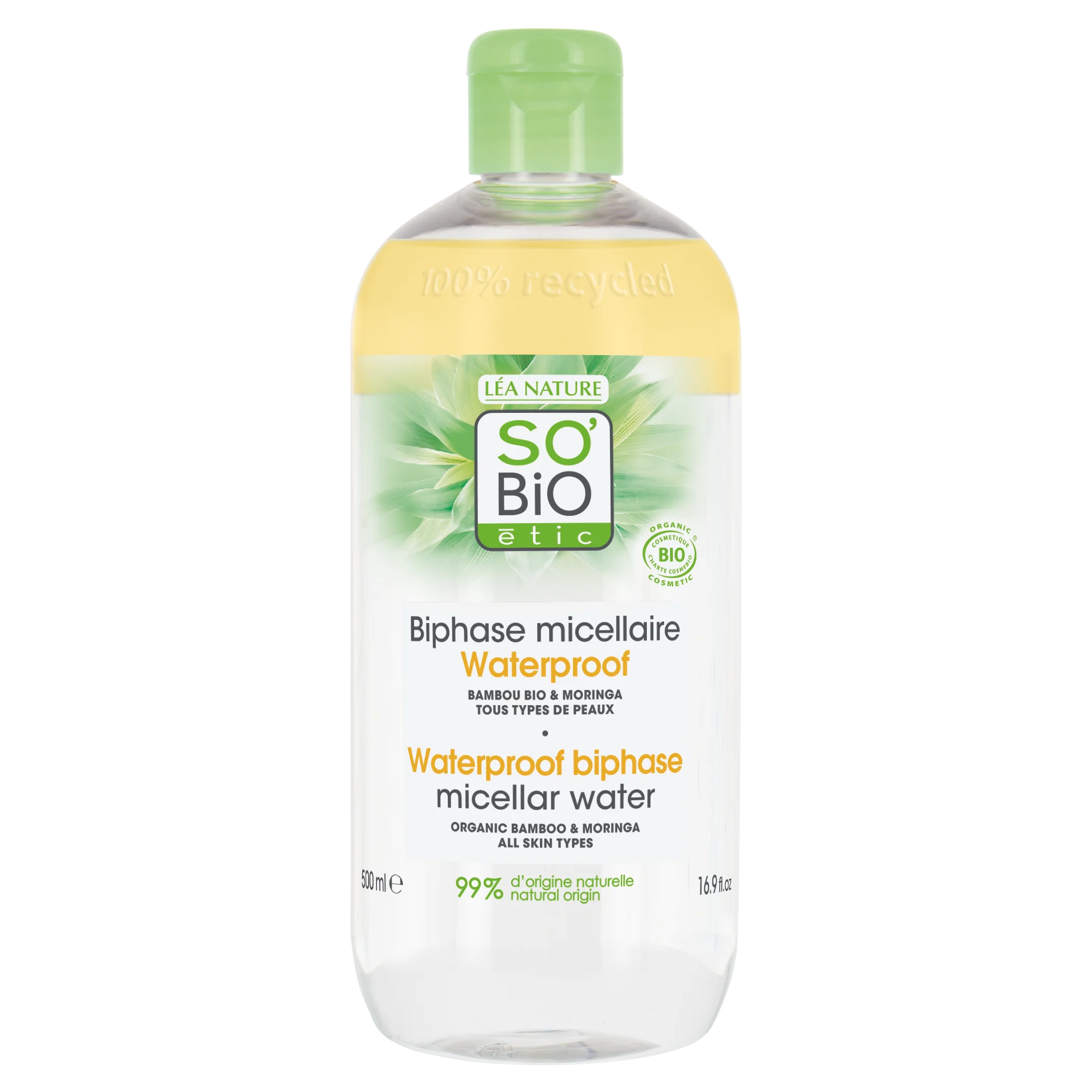 SO’BiO étic Acqua micellare bifasica - Pur BAMBOO BIO (500 ml) - con bambù e moringa biologici