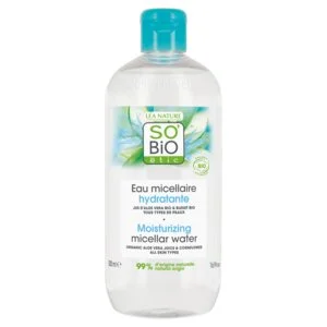 SO’BiO étic Acqua micellare idratante all’Aloe vera BIO (500 ml) - arricchita con acqua di fiordaliso