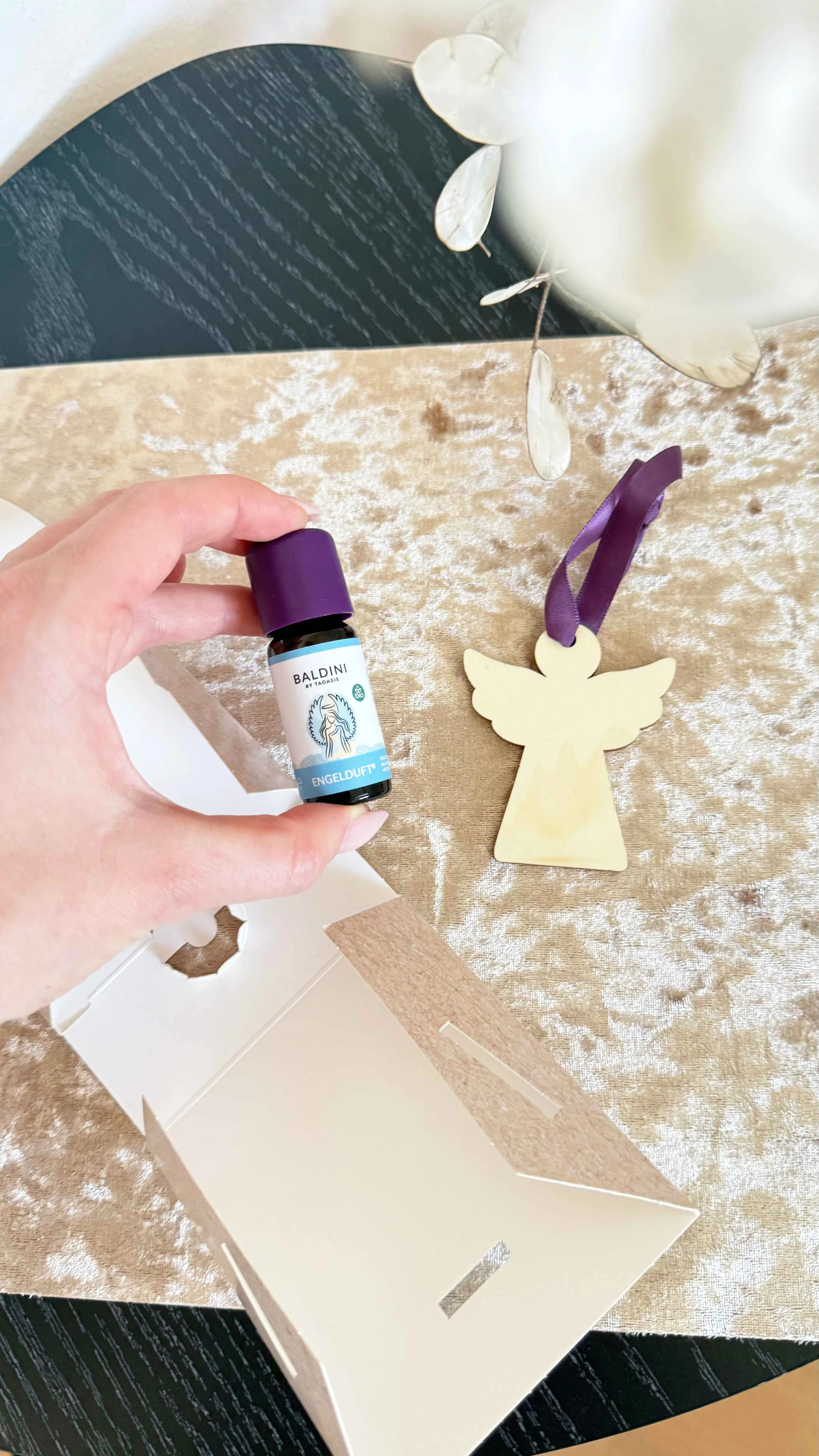 Taoasis Baldini Aroma mini set Angel Scent BIO (10 ml) - targhetta in legno come diffusore