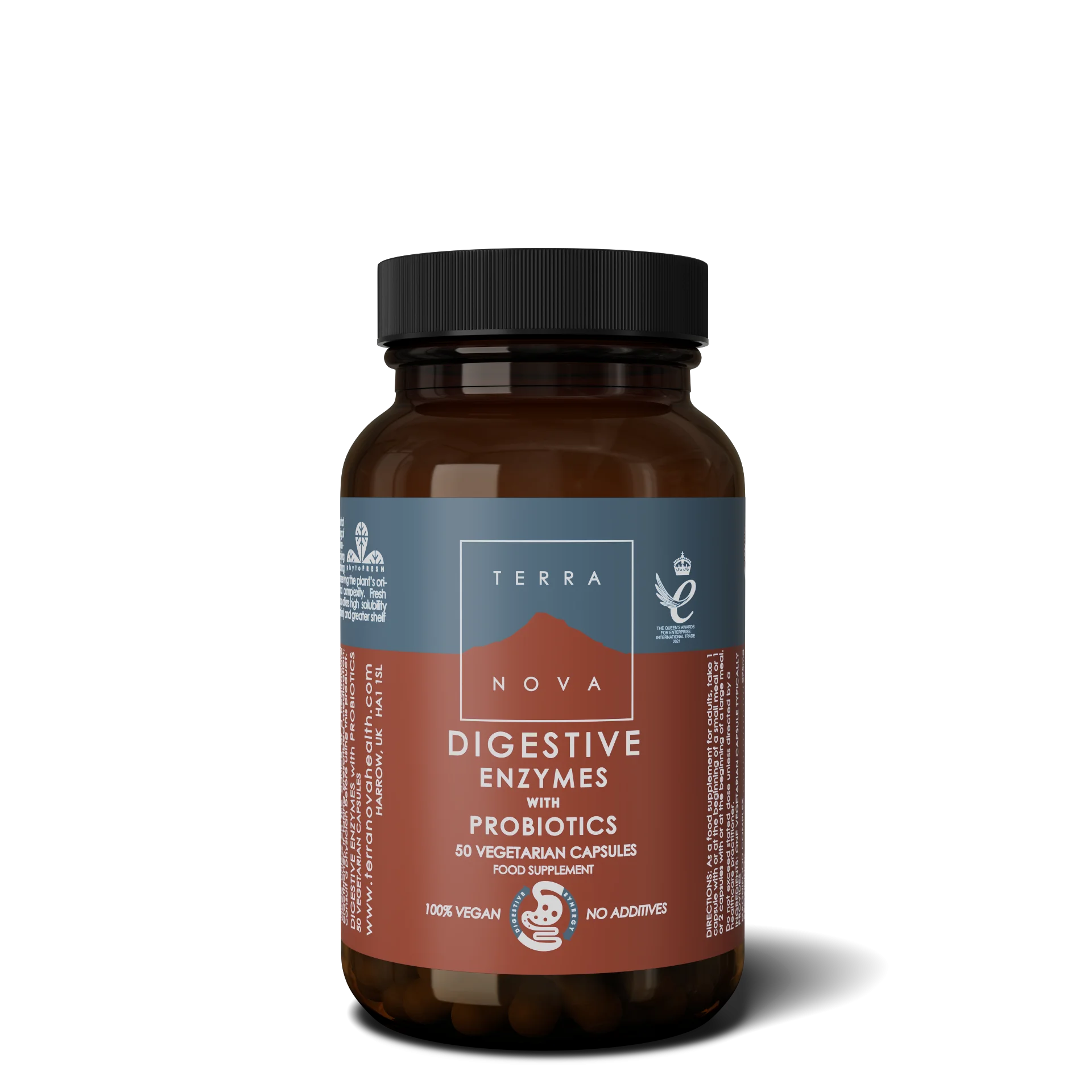 Terranova Health Enzimi digestivi e probiotici (50 capsule) - arricchiti con finocchio, zenzero e bardana