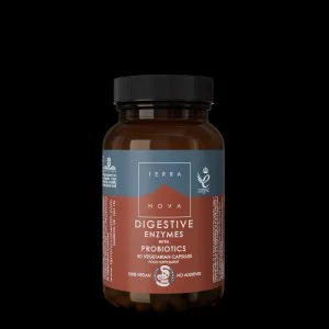 Terranova Health Enzimi digestivi e probiotici (50 capsule) - arricchiti con finocchio, zenzero e bardana