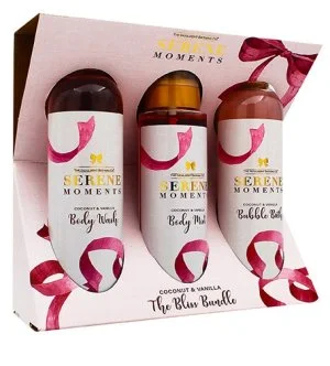 The Indulgent Bathing Co. Serene Moments cofanetto regalo gel doccia 240 ml + schiuma da bagno 240 ml + acqua profumata per il corpo